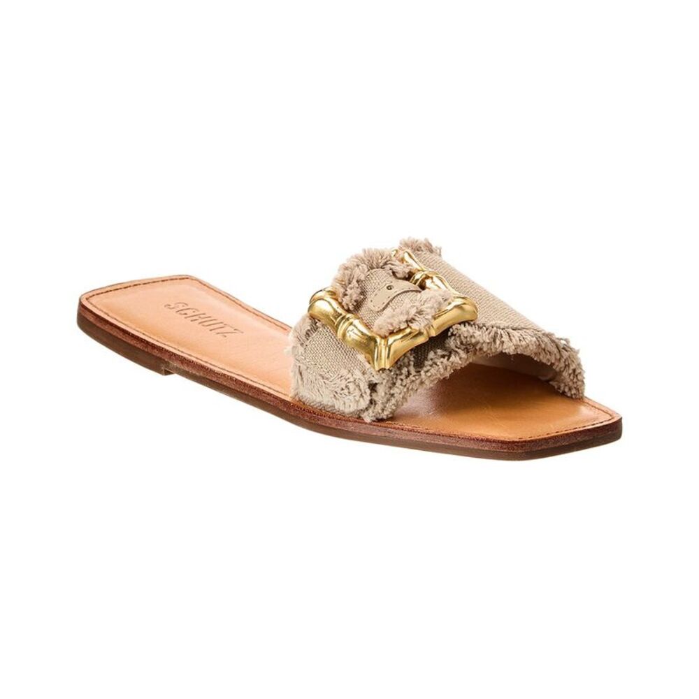SCHUTZ Tan Sandals with Gold Buckle